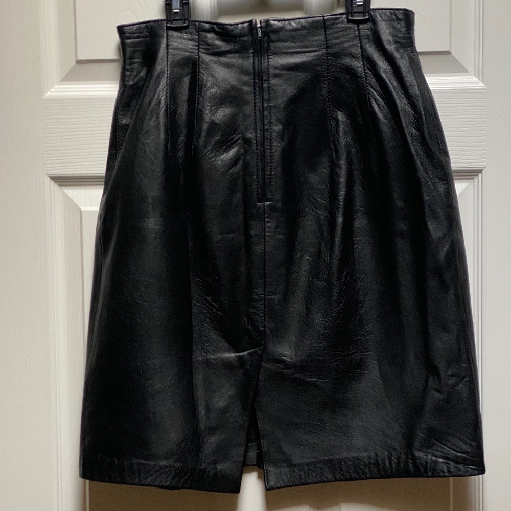 Evan Davies Black Napa Leather Skirt - Picture 2 of 5